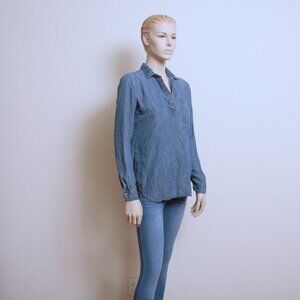 Cloth & Stone Shirt S Blue Chambray Tencel Popover